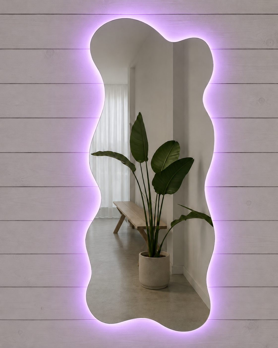 Espejo LED sin marco blanco humo