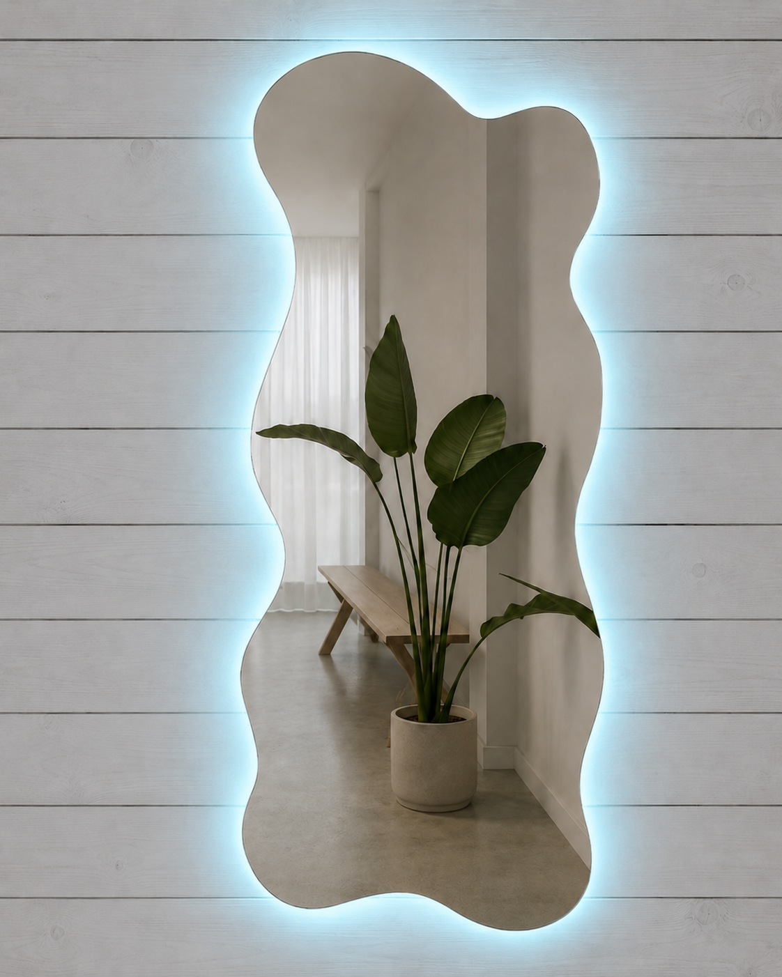 Espejo LED sin marco blanco humo
